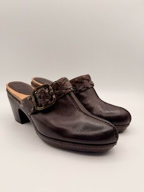 FRYE Brown Leather Buckle Detail Mule Clogs Women’s Size 9.5